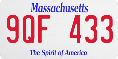 MA license plate 9QF433