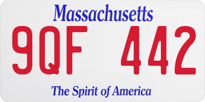 MA license plate 9QF442