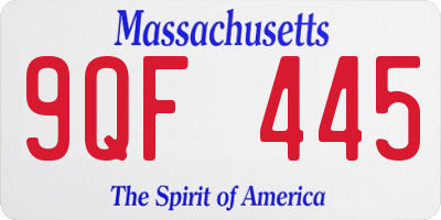 MA license plate 9QF445
