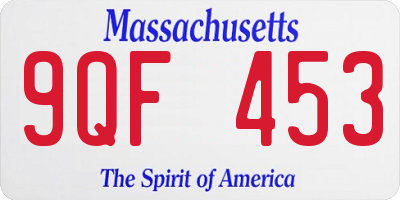 MA license plate 9QF453