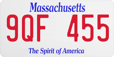 MA license plate 9QF455