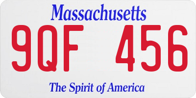 MA license plate 9QF456