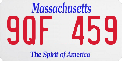 MA license plate 9QF459