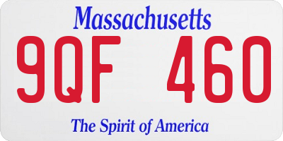 MA license plate 9QF460