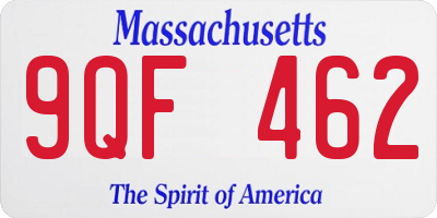 MA license plate 9QF462