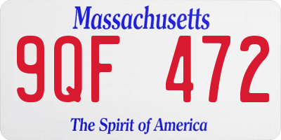 MA license plate 9QF472