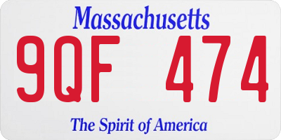 MA license plate 9QF474
