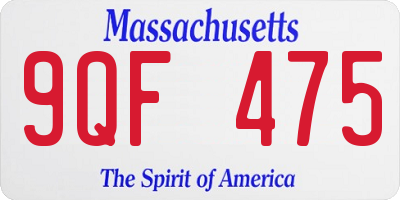 MA license plate 9QF475