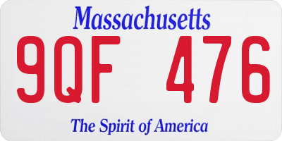 MA license plate 9QF476