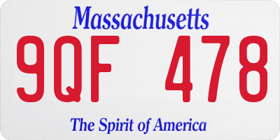 MA license plate 9QF478