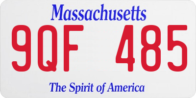 MA license plate 9QF485
