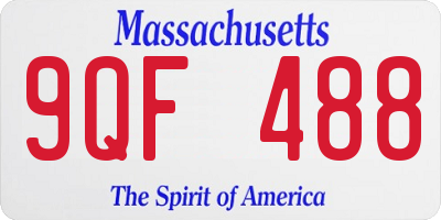 MA license plate 9QF488