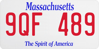 MA license plate 9QF489
