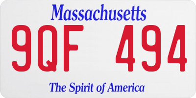 MA license plate 9QF494