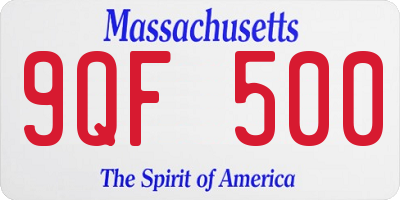 MA license plate 9QF500