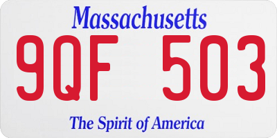 MA license plate 9QF503