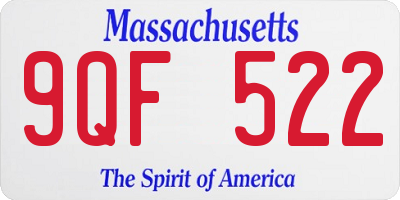MA license plate 9QF522