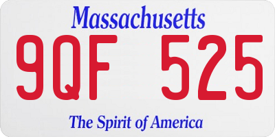 MA license plate 9QF525
