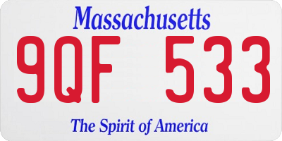MA license plate 9QF533
