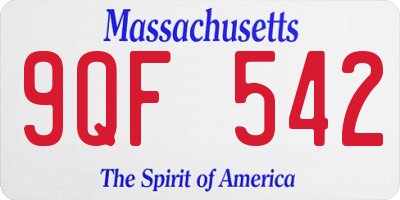 MA license plate 9QF542