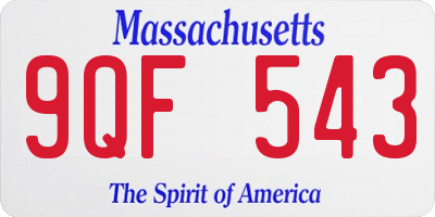 MA license plate 9QF543