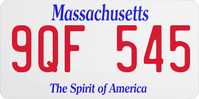 MA license plate 9QF545
