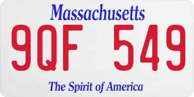 MA license plate 9QF549