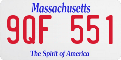 MA license plate 9QF551