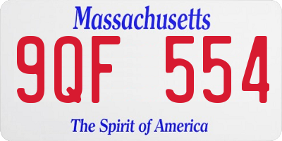 MA license plate 9QF554