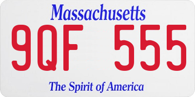 MA license plate 9QF555