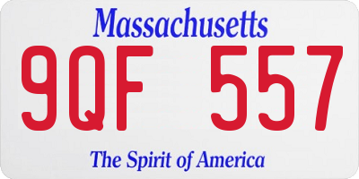 MA license plate 9QF557