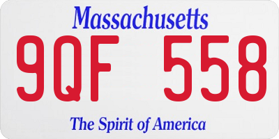 MA license plate 9QF558