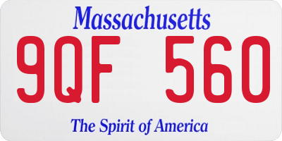 MA license plate 9QF560