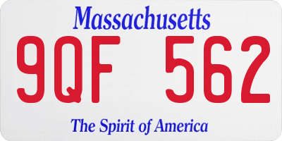 MA license plate 9QF562