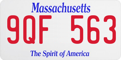 MA license plate 9QF563