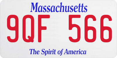 MA license plate 9QF566