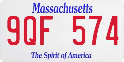 MA license plate 9QF574
