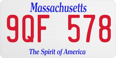 MA license plate 9QF578