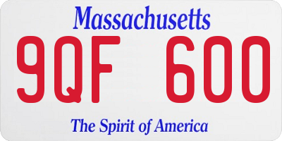 MA license plate 9QF600