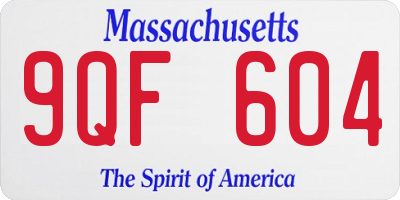 MA license plate 9QF604