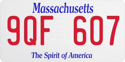 MA license plate 9QF607