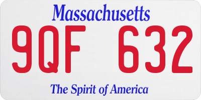 MA license plate 9QF632