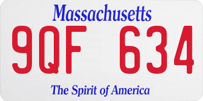MA license plate 9QF634