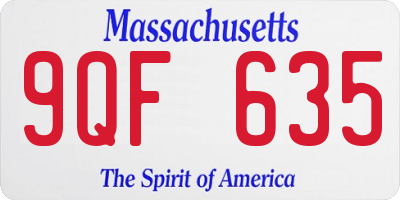 MA license plate 9QF635