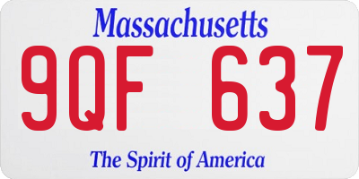 MA license plate 9QF637