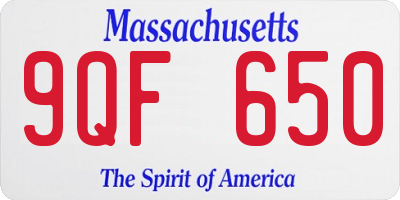 MA license plate 9QF650