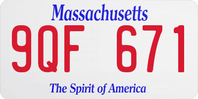 MA license plate 9QF671