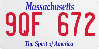 MA license plate 9QF672