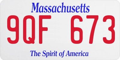 MA license plate 9QF673