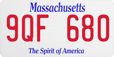 MA license plate 9QF680